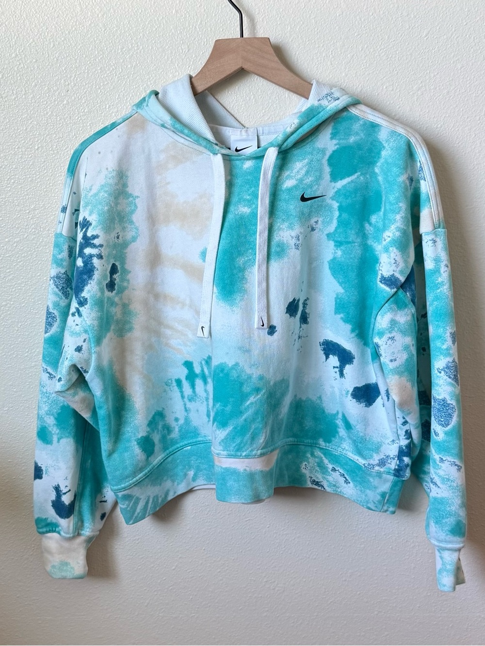 Nike Women's Aqua & White Tie-Dye Hooded Sweatshirt
